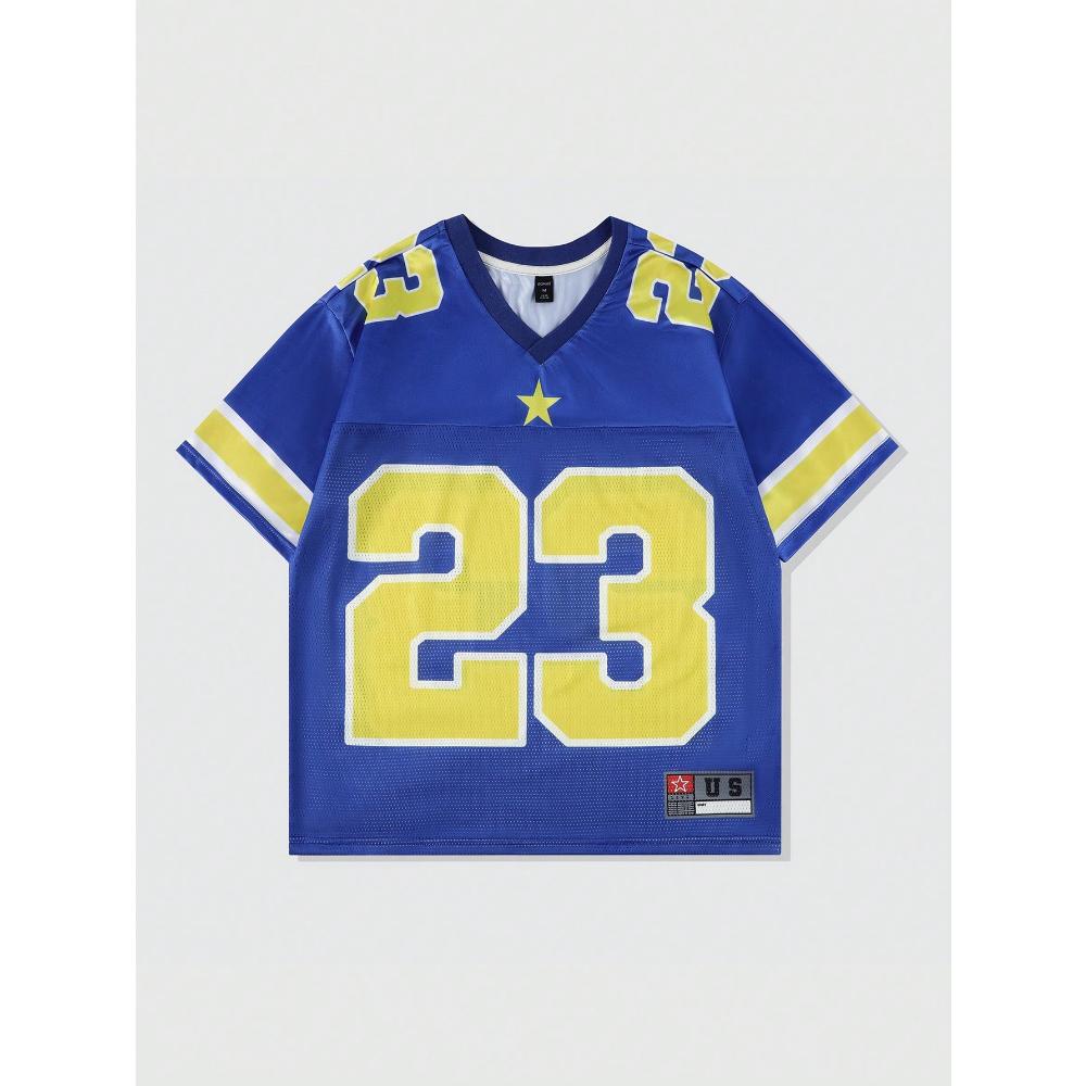 2026 Neues Heißes Damen Sommer Y2K Mode Lässiges Hemd Street Retro Hip Hop 23 Hemd V-Ausschnitt Locker Atmungsaktiv Schnelltrocknendes T-Shirt