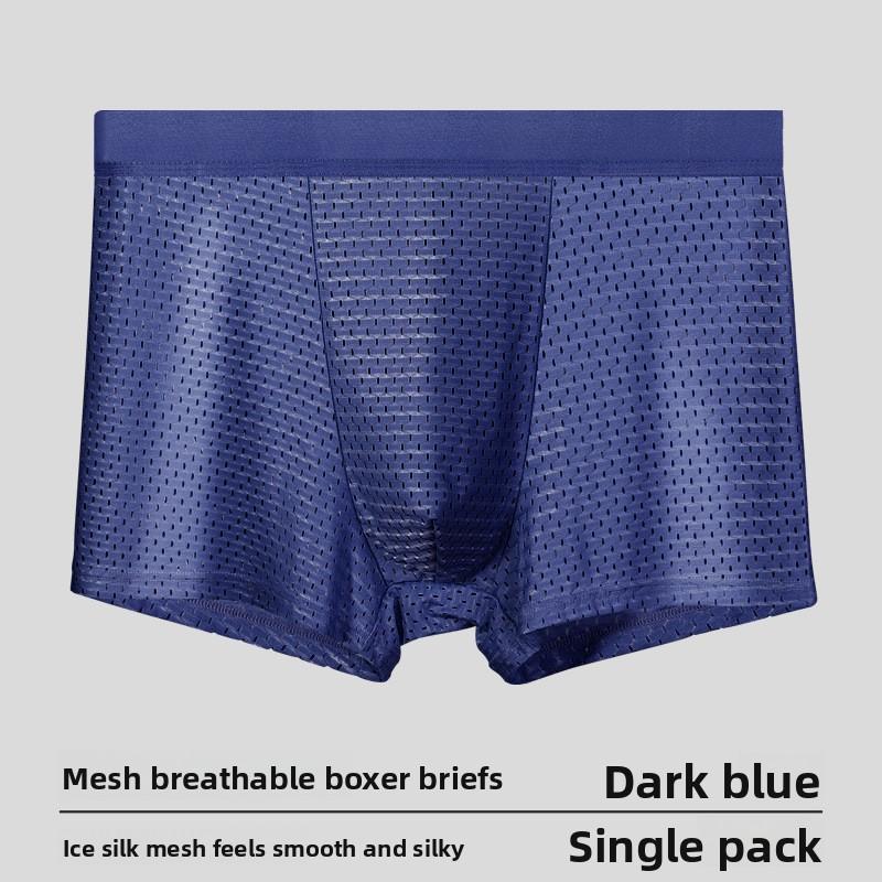 Men's Spring and Summer New Net Hole Ice Silk Breathable Graphene Antibacterial Boxer Briefs