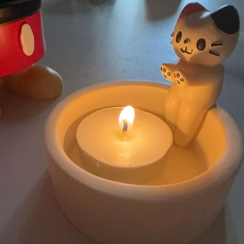 Cross-border Kitten Creative Candlestick - Cartoon Cat Bonfire Handicraft Candle, Aromatherapy Desktop Ornament