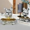 Trendy Colorful Graffiti Bear Abstract Resin Storage Statue Cute Doodle Animal Organizer Desk Holder for Home Office Ornaments