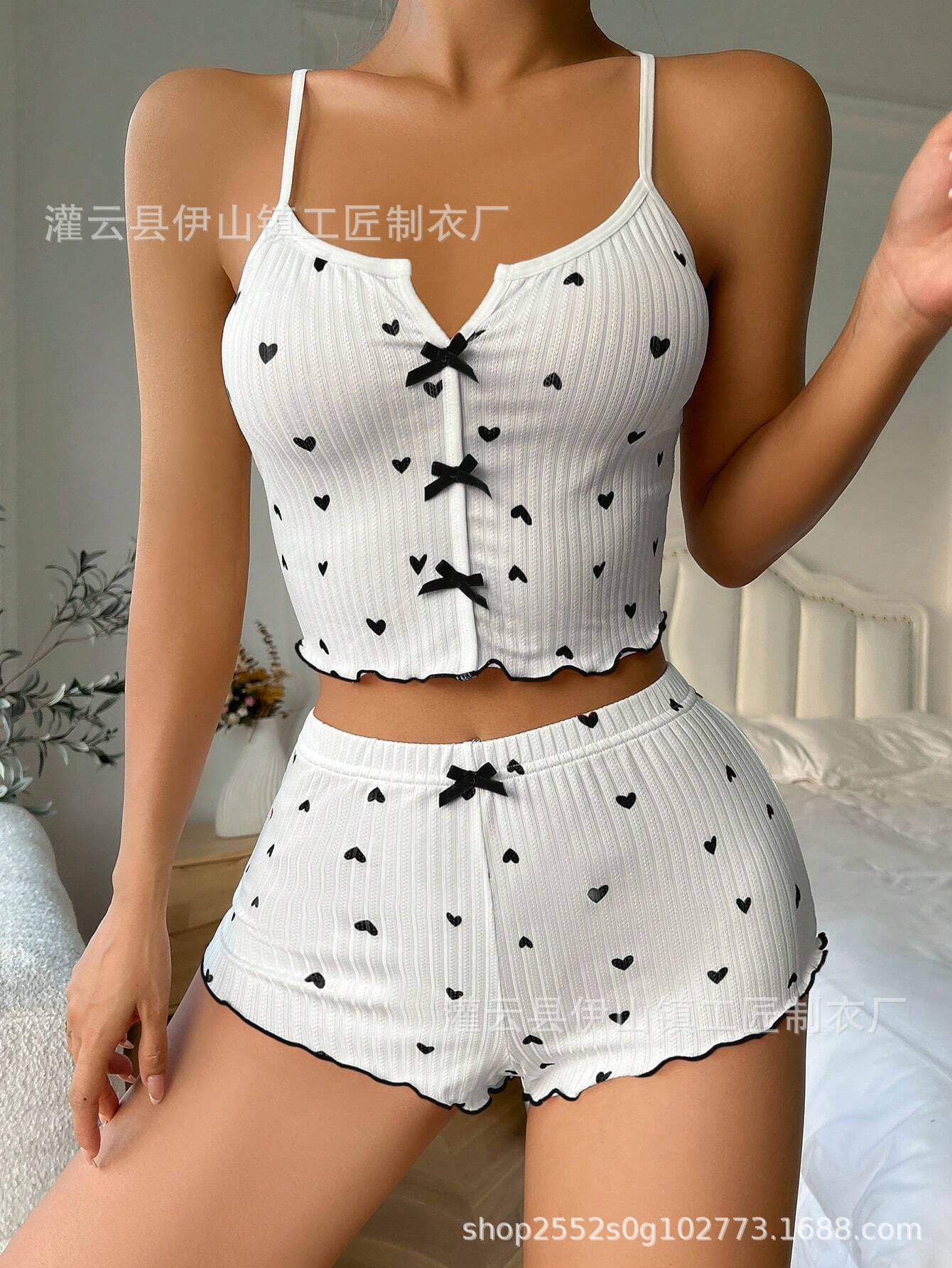 European and American new sexy printed summer women s loungewear suit S