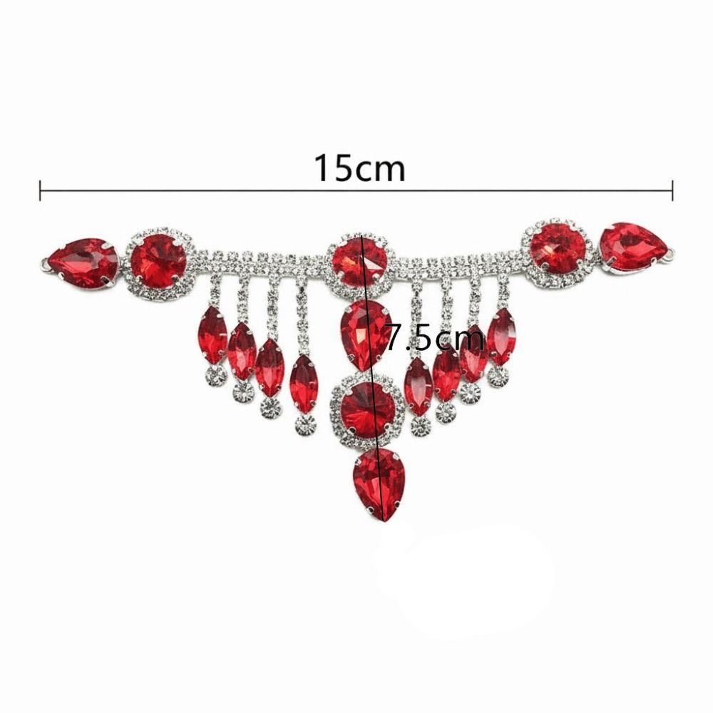 Colored Glass Crystal Patch Red AB Gold Flowers Rhinestone Chain Trim DIY Welding Handmade Glass Rhinestone Applique