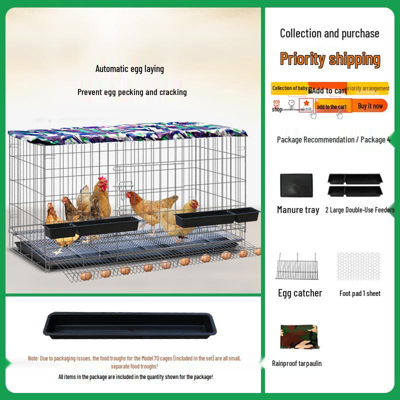 Extra Large Foldable Chicken Coop with Thickened Wire for Egg-Laying