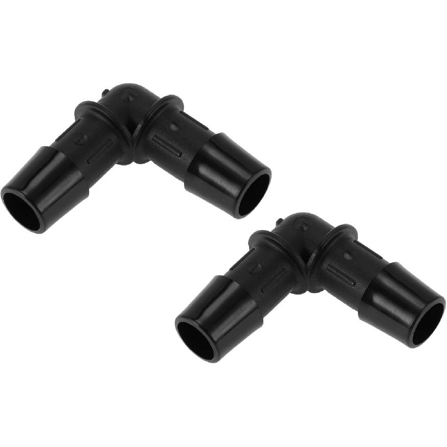 Vacuum Tubing Connector 4.8mm L-Shaped Elbow Black PP 2 Pcs