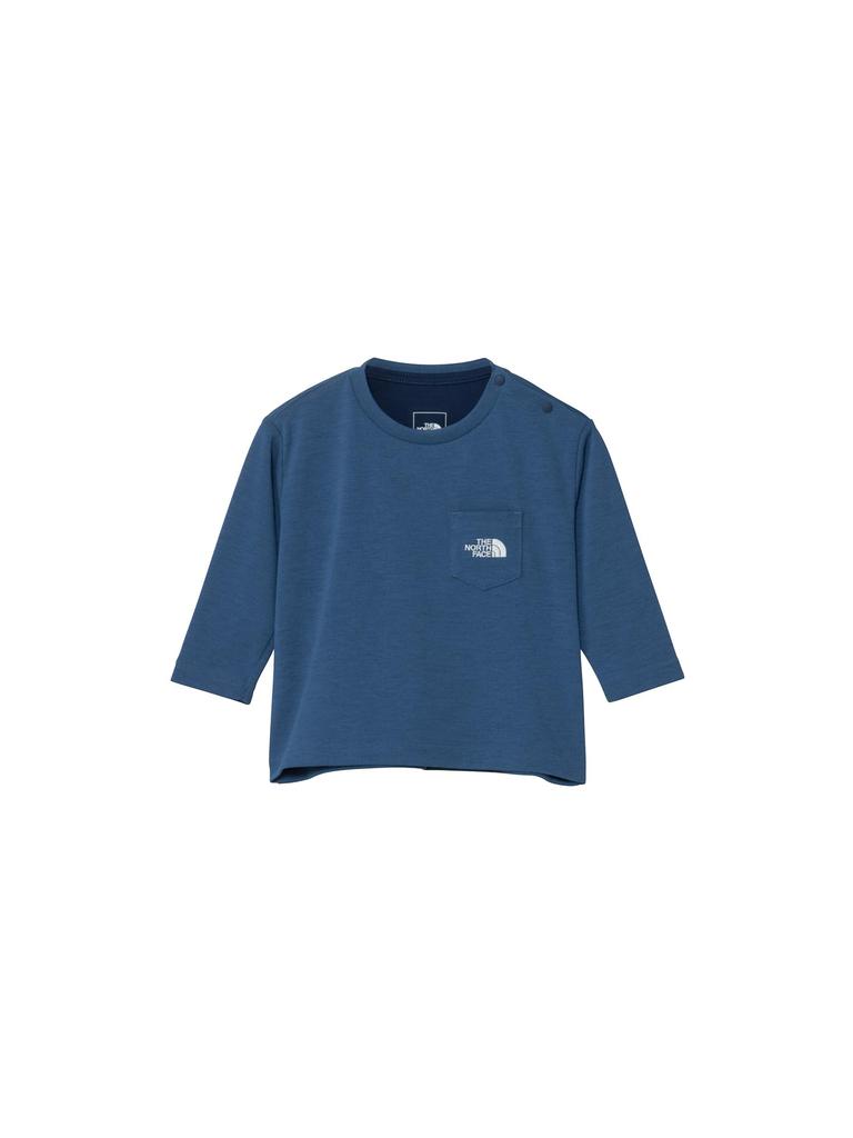 The North Face Long Sleeve Cut and Sewn Heat Protection Mountain Size 90 T-Shirt, B/L/S Tee, Blue,