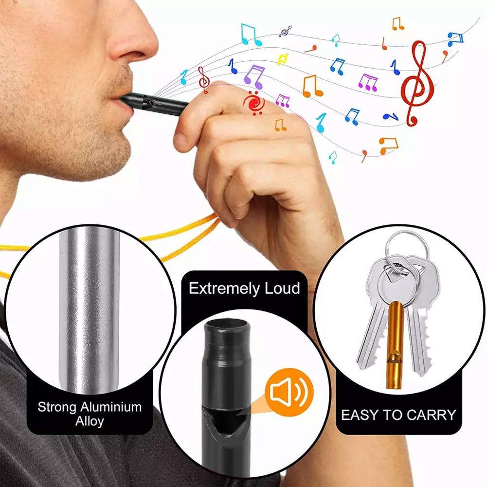 Metal Survival Whistle for Outdoor Aluminum Alloy Keychain Whistle Pendant Decibel Emergency Survival Whistle 1PCS