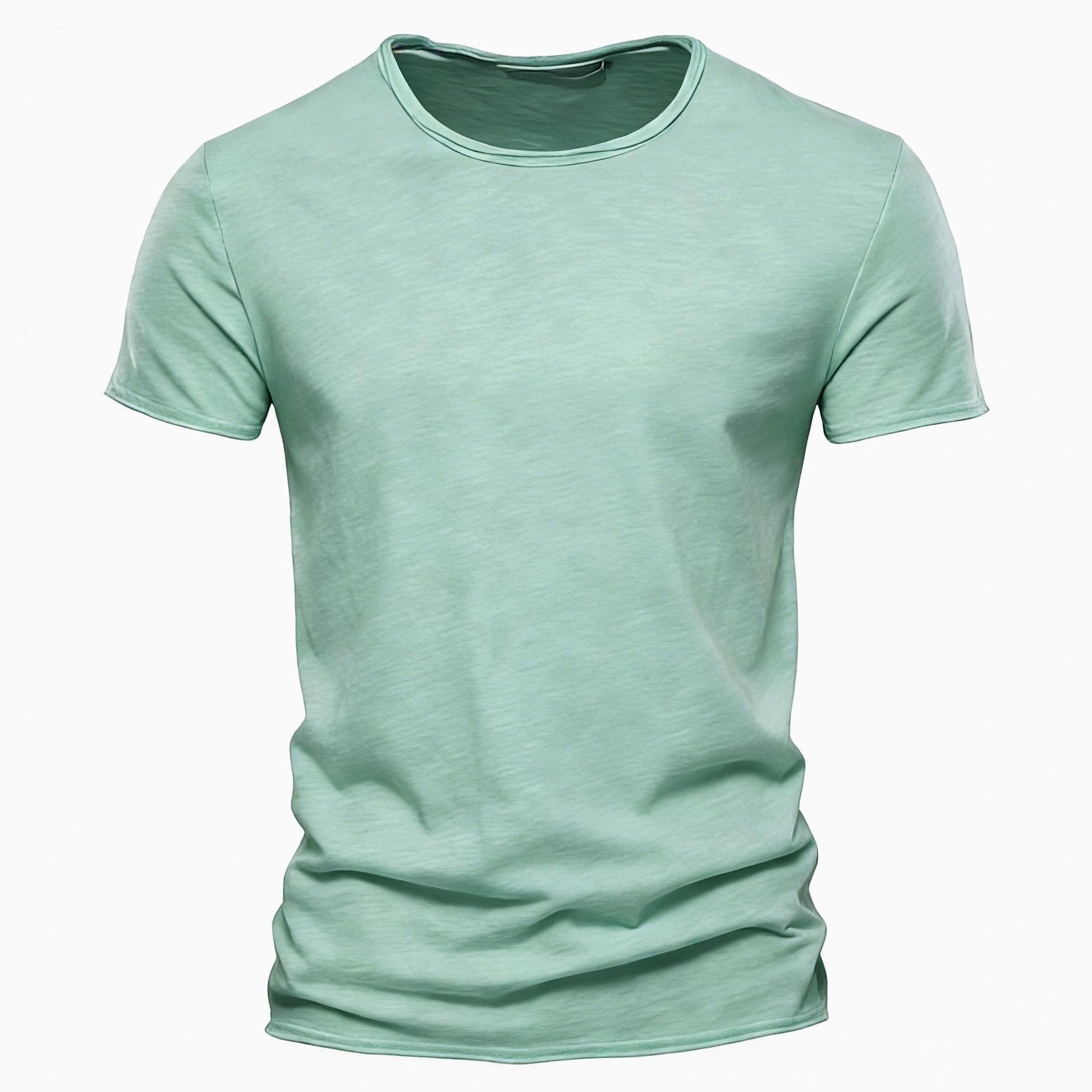 

Men s Summer Solid Color Short Sleeve T-Shirt, Slim Fit Slub Cotton Casual Fashion Tee 5XL світло-зелений колір