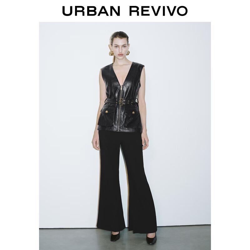 UR 2025 Spring Women's Modern PU Double Belt V-neck Vest