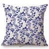Traditional Delft Navy Blue Toile Floral Pattern Elegant Royal Luxury Home Decoration Cotton Linen Sofa Pillowcase Cushion Cover