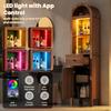 Tall Freestanding Bathroom Cabinet, Arched Top, LED, Reversible Door, Drawer, Magnetic Closure, Soft-Close Hinges, 40×30×163 cm, Walnut Color