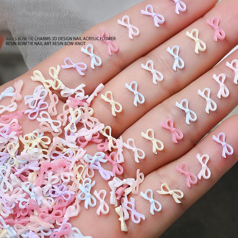 50Pcs 3D Exquisite Bow Tie Nail Art Charms Resin Ribbon Bowknot Jewelry Nail  Decoration Diy Accessories Manicure