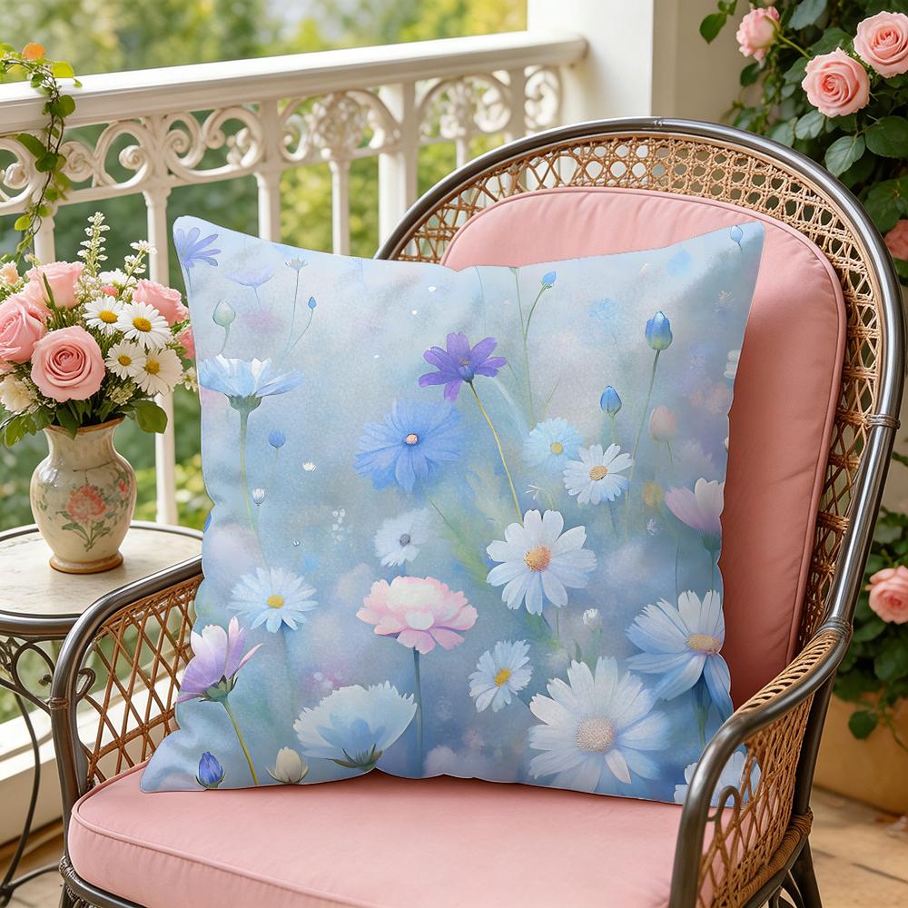 Kleine Blumen Kissenbezug Weicher Plüsch Überwurf Kissenbezug Doppelseitig Dekorativer Kissenbezug Sofa Schlafzimmer Heimdeko