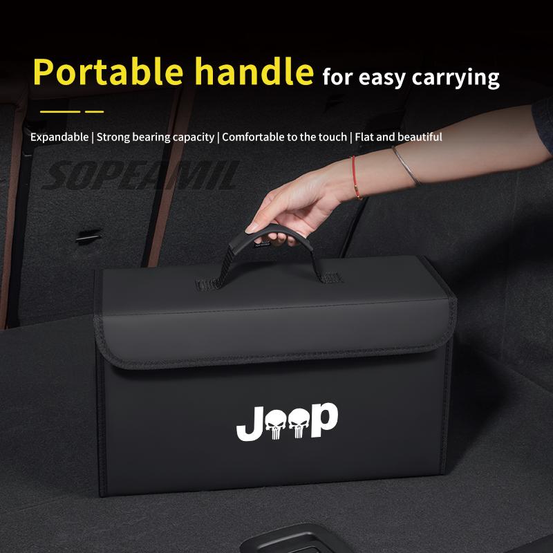Zcfn1 Car Trunk Storage Box Organizer Foldable Stowing Tidying Bag For Jeep Wrangler Renegade Patriot Grand Cherokee Compass Wagoneer