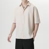Summer Ice Silk Short -Sleeved Shirt Men 'S Loose Thin Solid Color Shirt Casual Shirt