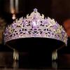 DIEZI Different Style Baroque Purple AB Crystal Tiara Crown For Women Wedding Party Bridal Bride Crown Hair Dress Accessories