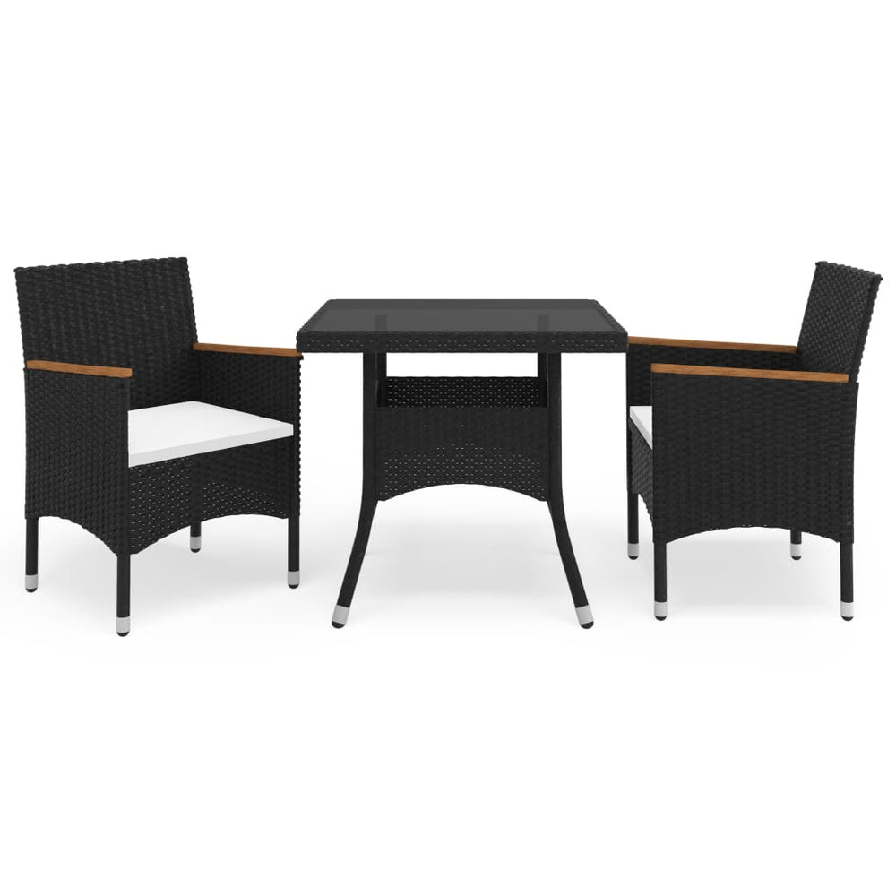 Ensemble à manger de jardin 3 pcs  Résine tressée et acacia