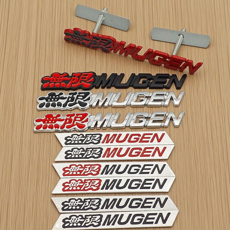 3D Metal Letters Mugen Emblem Car Front Grille Logo Rear Trunk Sticker Fender Side Badge for Auto Exterior Accessories