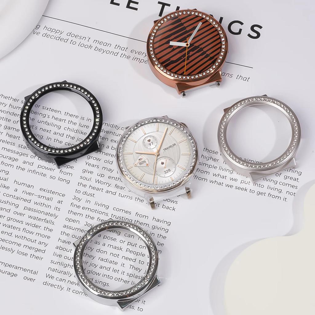 Bling PC Průhledné pouzdro pro Huawei Watch GT 5 4 41mm /5 Pro 42mm Kryt Kůže Samrt Pásek Diamantový Křišťálový Nárazník Ochranný GT5 GT4