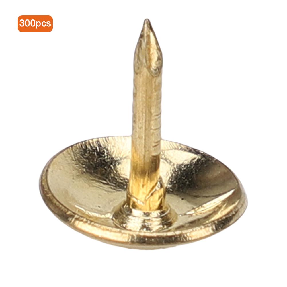300PCS Upholstery Nails Tacks Stud Pushpin Smooth Surface Decorative Furniture Nails Pins(Yellow )