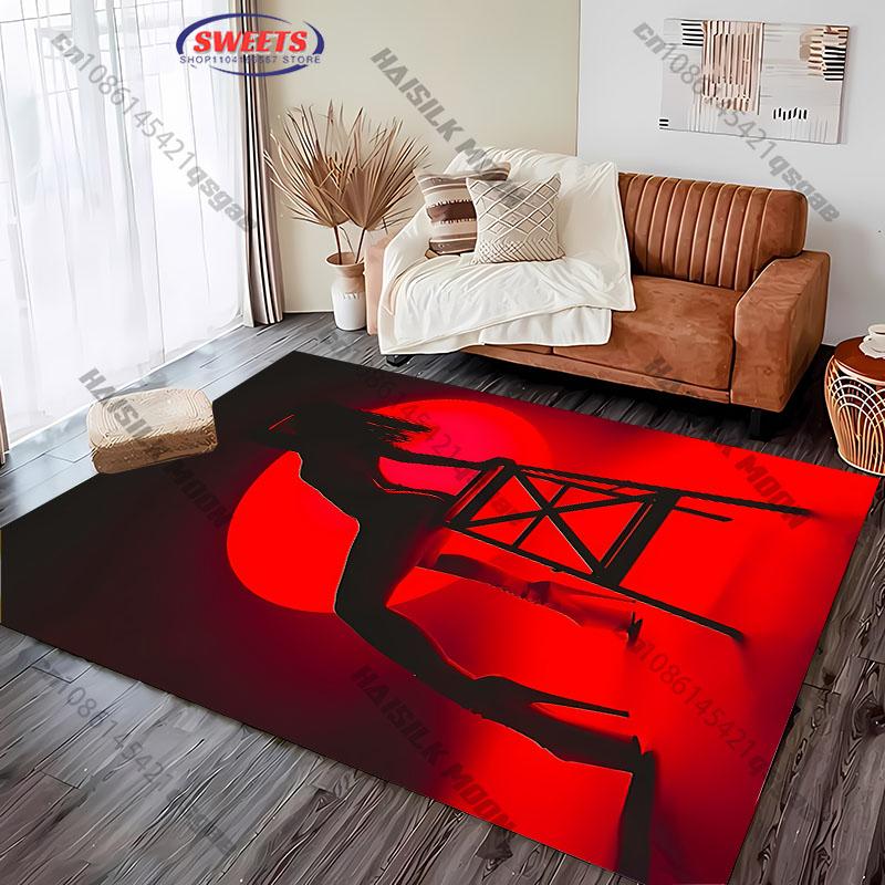 Sexy Pole Dancer Silhouette Area Rug, Vibrant Pink Neon Background Floor Mat,Soft Carpet for Bedroom, Studio & Club Decor