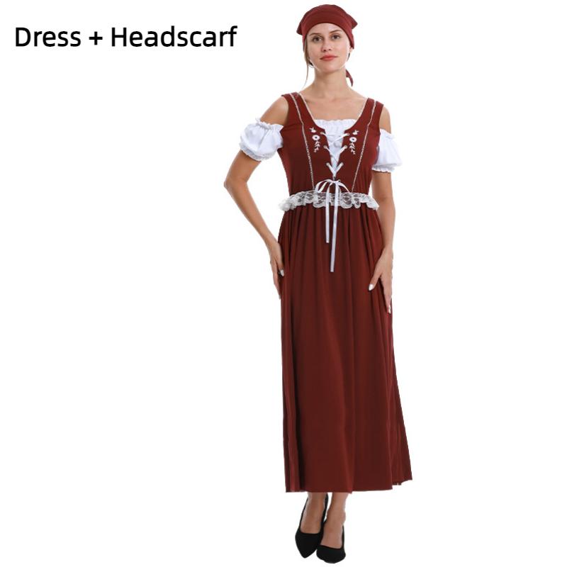 

Костюм для косплея горничной, традиционное этническое платье, повязка на голову, Хэллоуин, ролевая игра XL коричневый