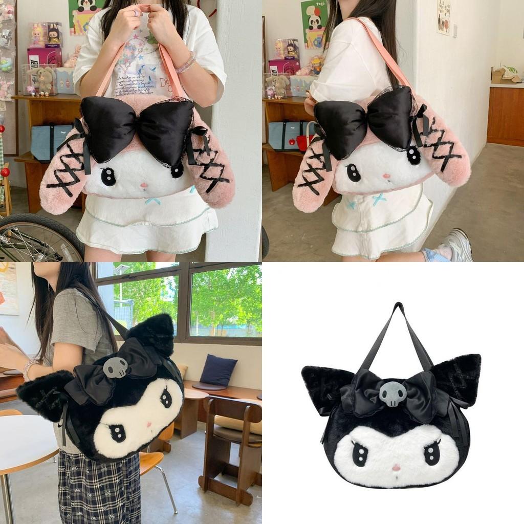 Kreskówkowa torba na ramię z pluszu Sanrio Kuromi My Melody o dużej pojemności do codziennego użytku