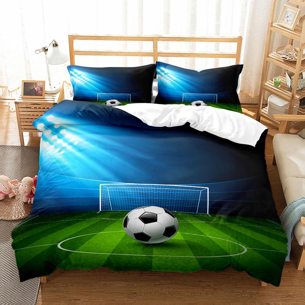 Passionate Soccer Ball Duvet Cover Set King Queen Double Full Twin Single Size Boys Bed Linen Set