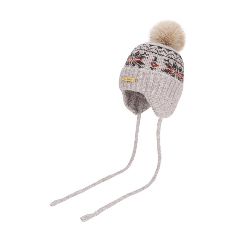 Winter Outdoor Cold and Warm Ear Protection Big Head Circumference Knitted Wool Hat Women
