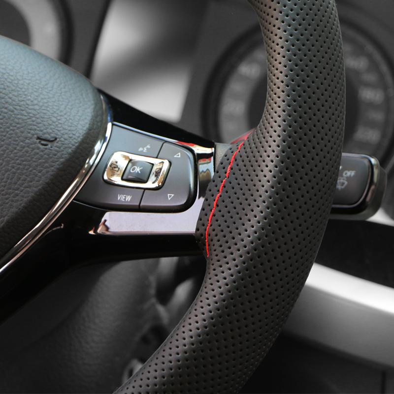 DIY Universal Car Steering Wheel Cover Napa Leather Steering Wheel Wrap Soft Breathable Car Accessories 38cm Auto Steering Wrap