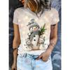 Summer Women's Round Neck Short Sleeved Animal Cartoon Portraits Series 3D T-shirt Fashionable Comfortable Breathable Loose Large Size T-shirt