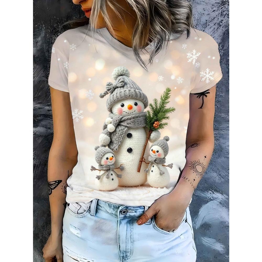 Summer Women's Round Neck Short Sleeved Animal Cartoon Portraits Series 3D T-shirt Fashionable Comfortable Breathable Loose Large Size T-shirt