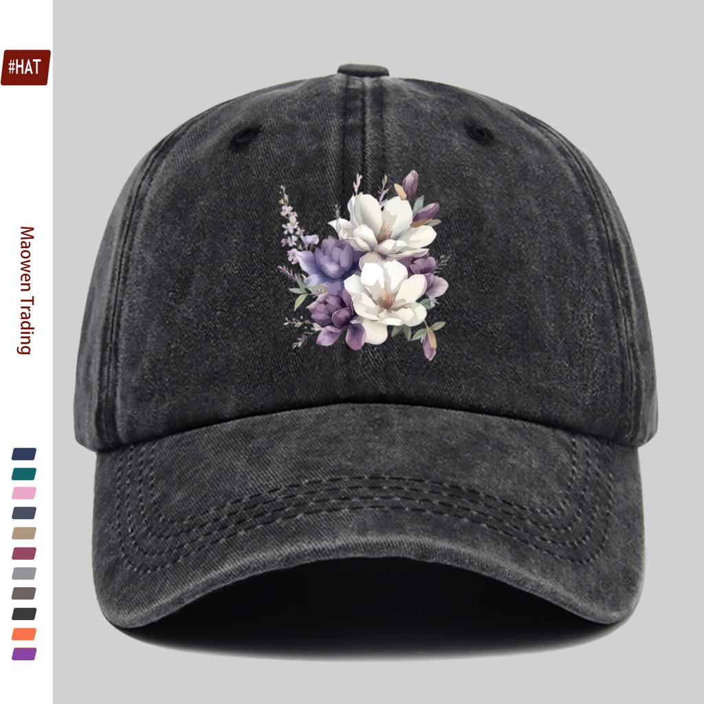 Pc Floral Print Baseball Cap with Heart Print Sun Hat Comfortable Lightweight Buckle Adjustable Fashion Skateboard Cap Retro Ad