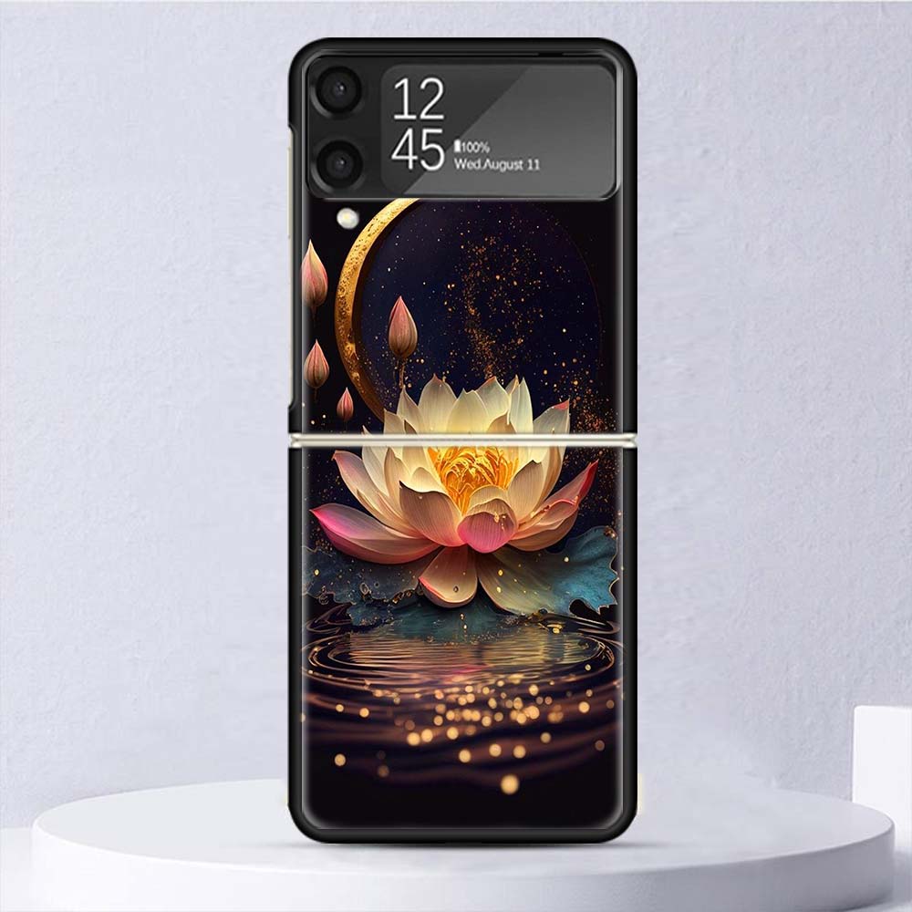 Buddhist Fire Lotus Shockproof Case For Samsung Galaxy Z Flip 7 6 5 4 3 5G Phone Cover Z Flip3 Flip4 Flip5 Flip6 Flip7 Shell Har