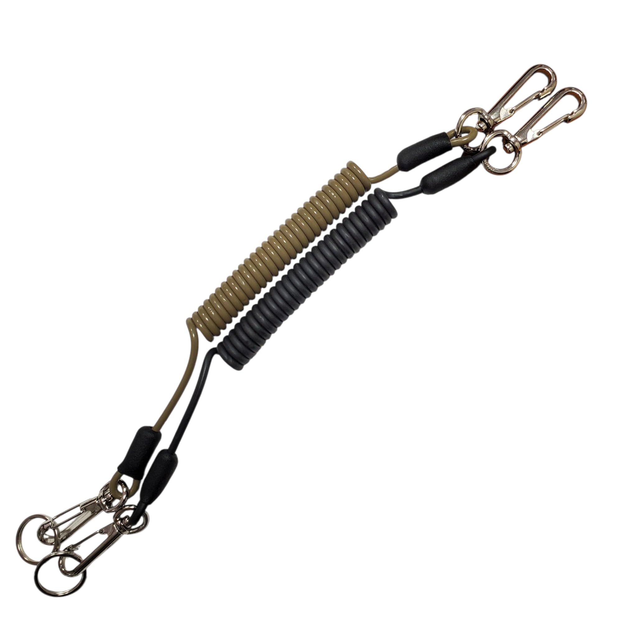 

BeyonMind [Made in Japan Carabiner] Safety Cord, 2kg Capacity, Set of 2 (Black & Coyote), Stainless Steel Wire, Maximum Length 1350mm, In-House Manufa