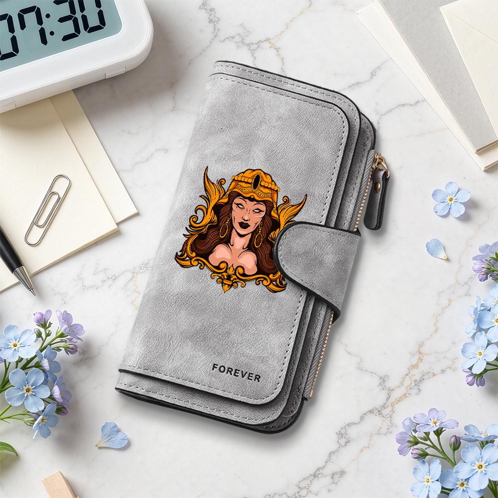 Gothic Lady Print Long Wallet Fashion Multi Slot Card Holder Portable Forever Purse