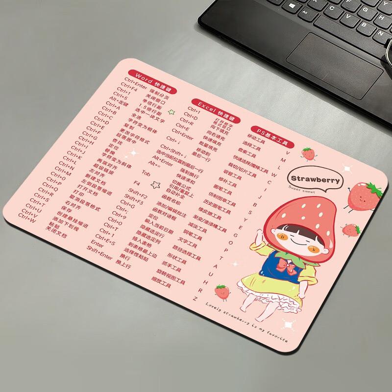Fumade Thickened Office Mouse Pad & Strawberry Girl Keycaps Set