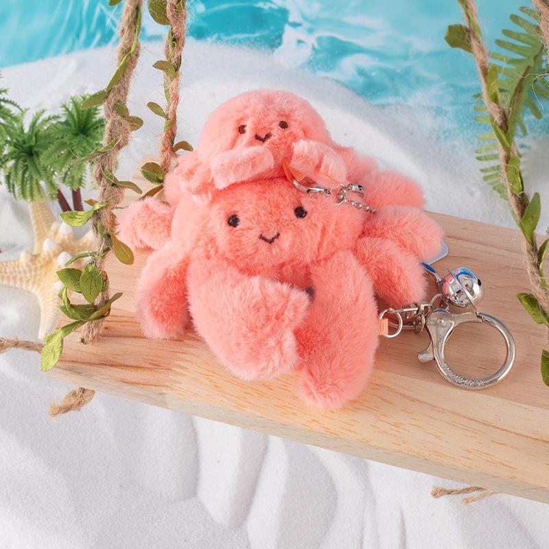 Mini Turtle & Nesting Crab Plush Keychain - Marine Life Parent-Child Doll Set