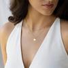 Stainless Steel Double Layer Round Disc Pendant Necklace - European & American Style