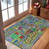 Racetrack and City Map Area Rug Kids Playroom Non Slip Floor Mat Cartoon Bedroom Home Decor Durable Washable 1PC