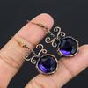 Iolite Earrings, 999 Copper Wire Wrapped Earrings Handmade Gemstone Jewelry, Gifts For Wife Brand New Earrings