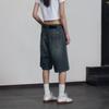 Y2K Vintage Denim Shorts Women High Waist Korean Streetwear Knee Length Jorts Casual Loose Washed Summer Jeans Wide