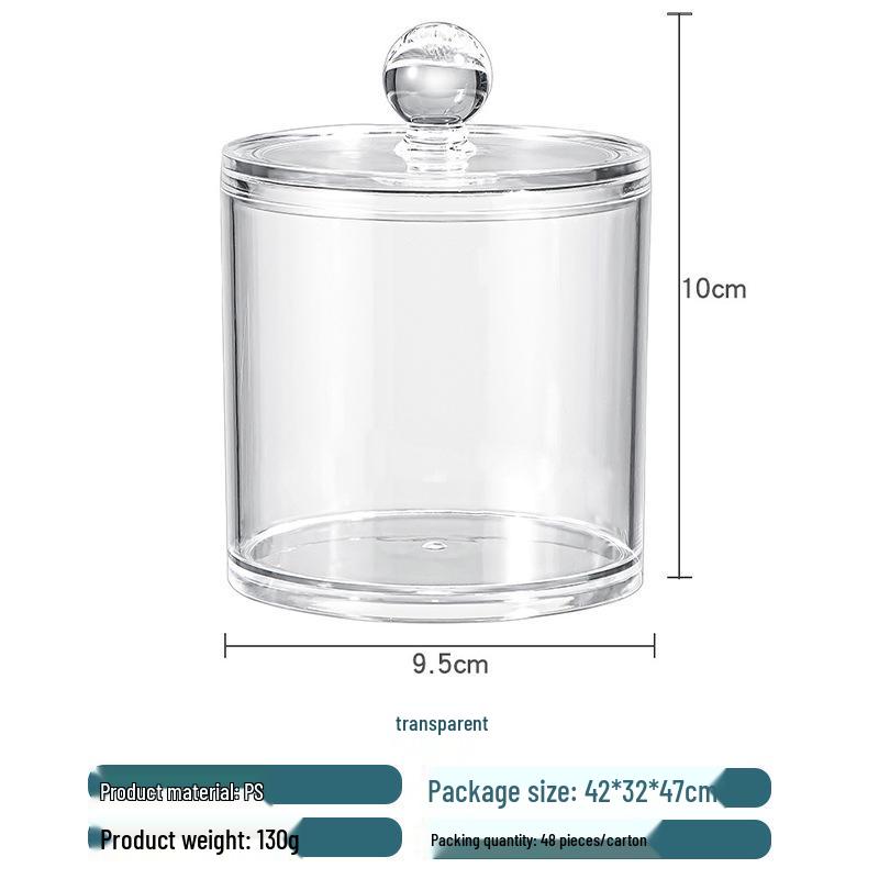Acrylic Cotton Swab & Makeup Remover Storage Box with Lid - Transparent Square Organizer & Toothpick Holder