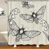 Vintage Moth & Floral Sketch Waterproof Shower Curtain for Bathroom Decor