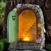 Fairy Gnome Door Figurines Elf Home Wooden Fairy Garden Door Art Tree Sculpture Statues Ornament Outdoor Decoration Miniatures