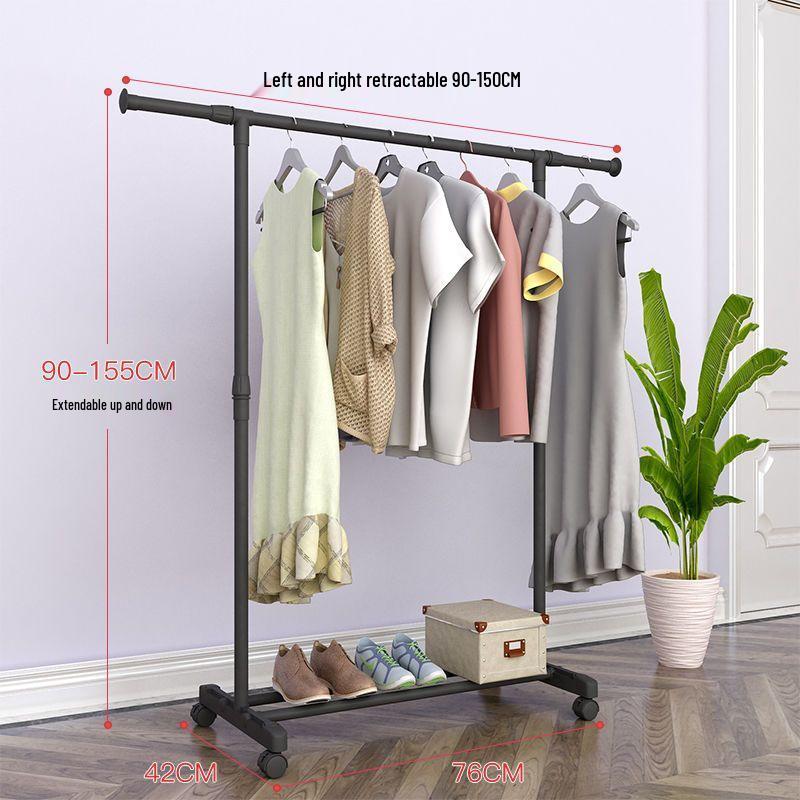 Mobile Floor-Standing Clothes Rack with Wheels: Light Luxury Drying and Hanger Unit for Bedroom