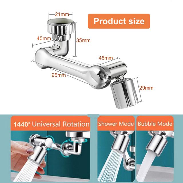 Cap de pulverizare robinet cu rotație universală 1440° pentru robinete de extensie cu duză de barbotare aerator pentru robinet de bucătărie, chiuvetă și braț robot