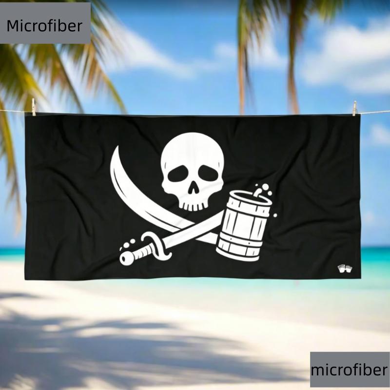 Edgy Skull Print Beach Towel Large Microfiber Sand Free Towel Trendy Summer Accessory Quick Dry Lightweight for Beach Men Women