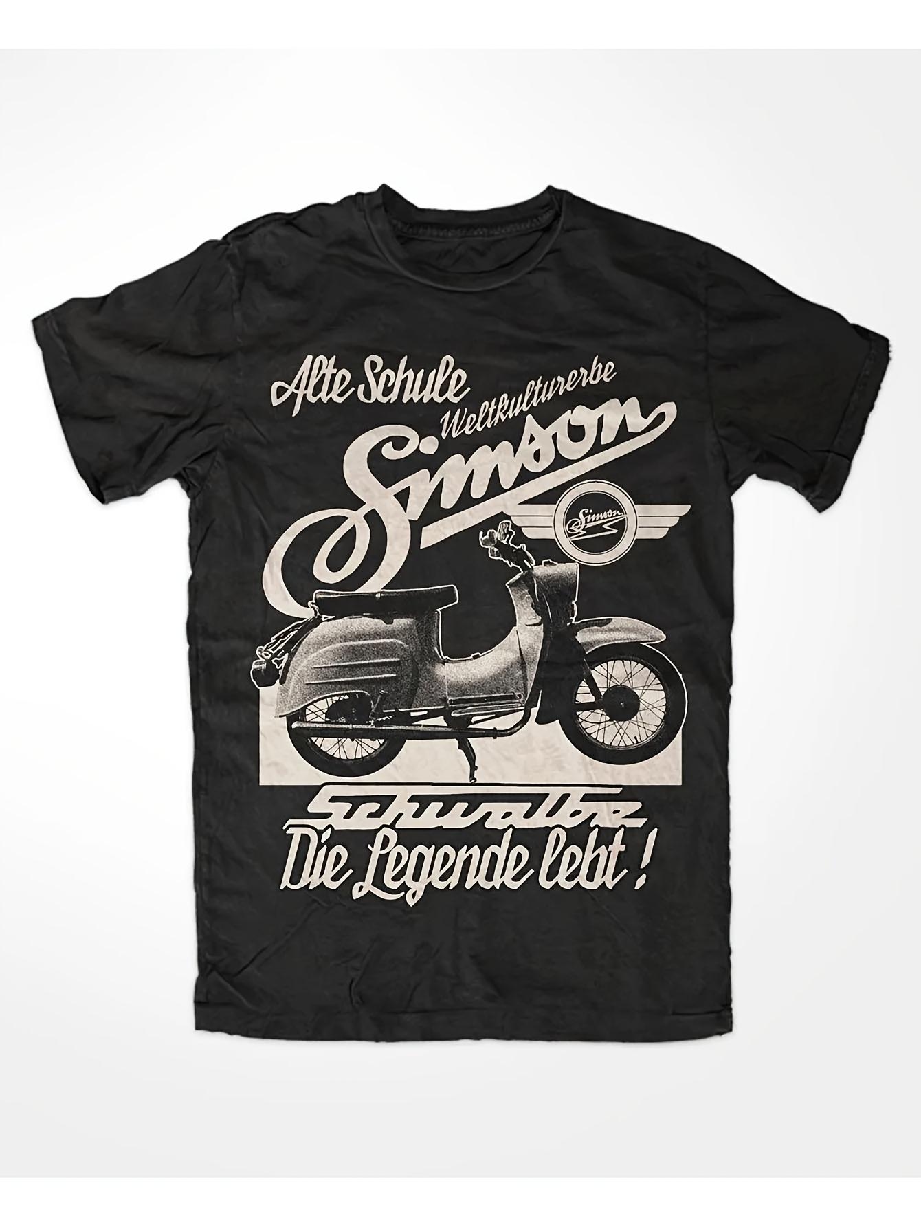 

Simson Schwalbe Die Legende T-Shirt- Vintage Men S Short Sleeve T-Shirt with German Quote XXXL