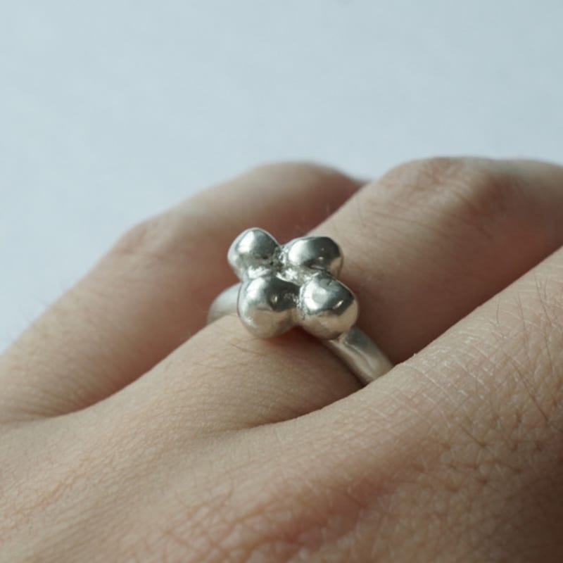 vacactsilver cross bubble ring