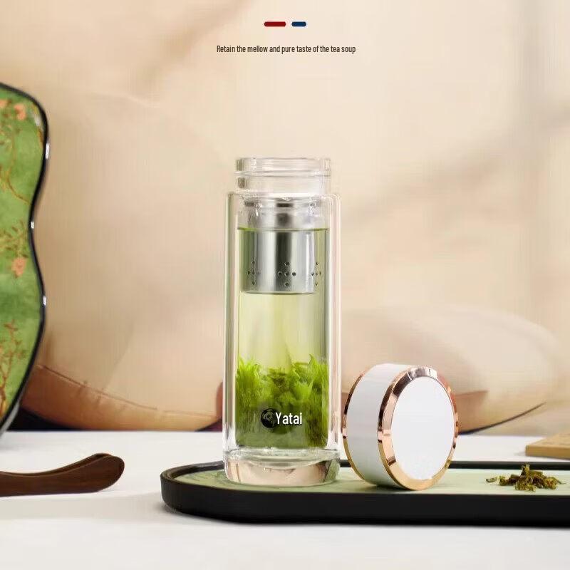 YATAI Portable Double Wall Glass Tea Infuser Bottle